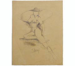 Figurative Nude Study of a Woman in a Hat