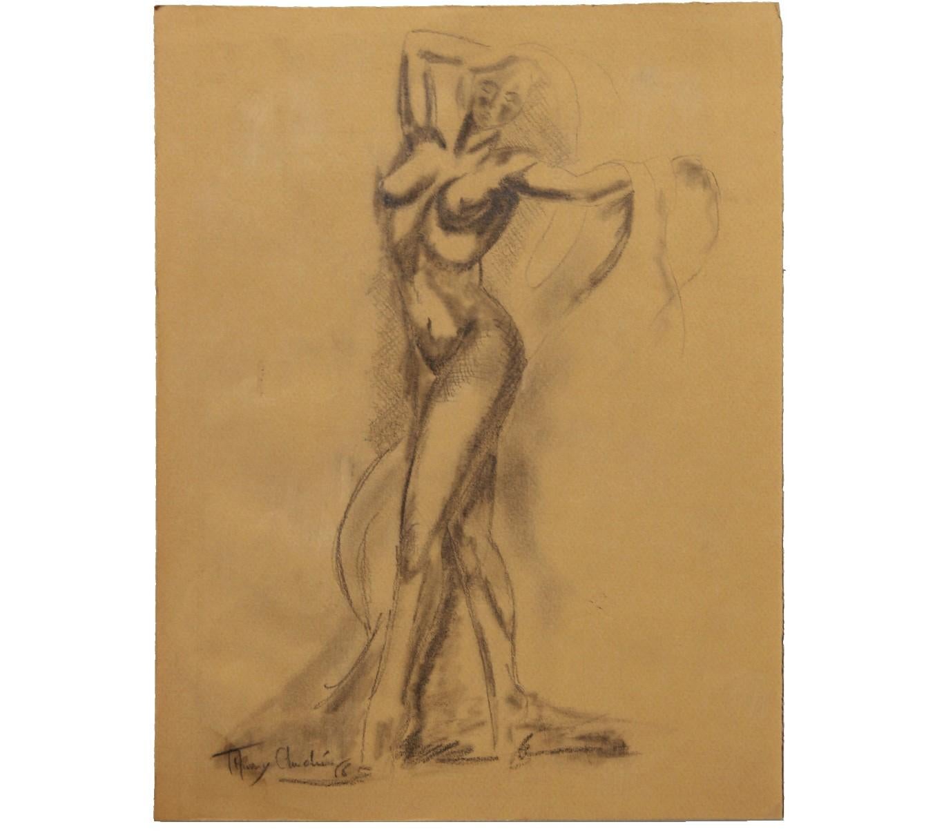 Thierry Andre Figurative Art - Dancing Figurative Study of a Nude Woman