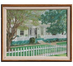 Vintage "Portrait of White House" Naturalistic Landscape Painting