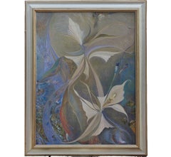 Textured Abstract Floral Purple Tonal Painting