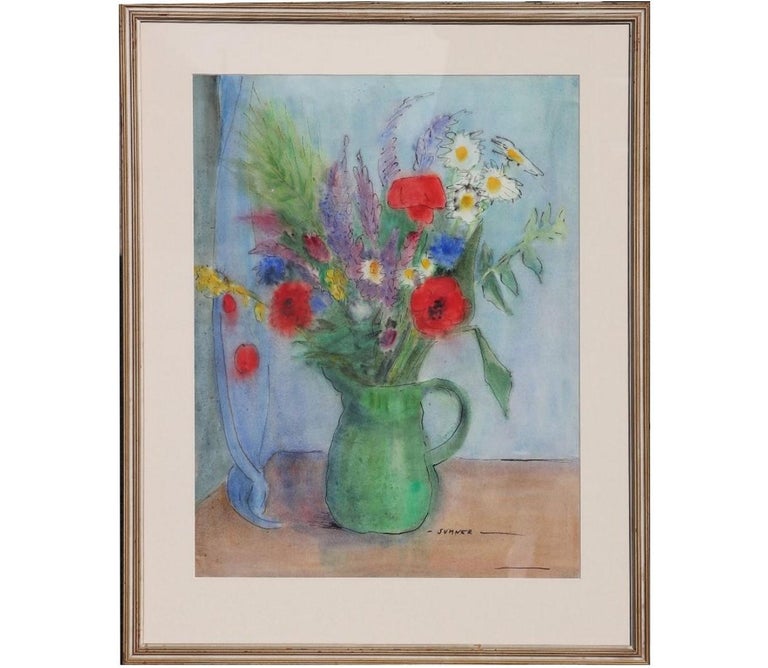 Maud Summer Still-Life Painting - "Field Flowers" Watercolor Floral Still Life