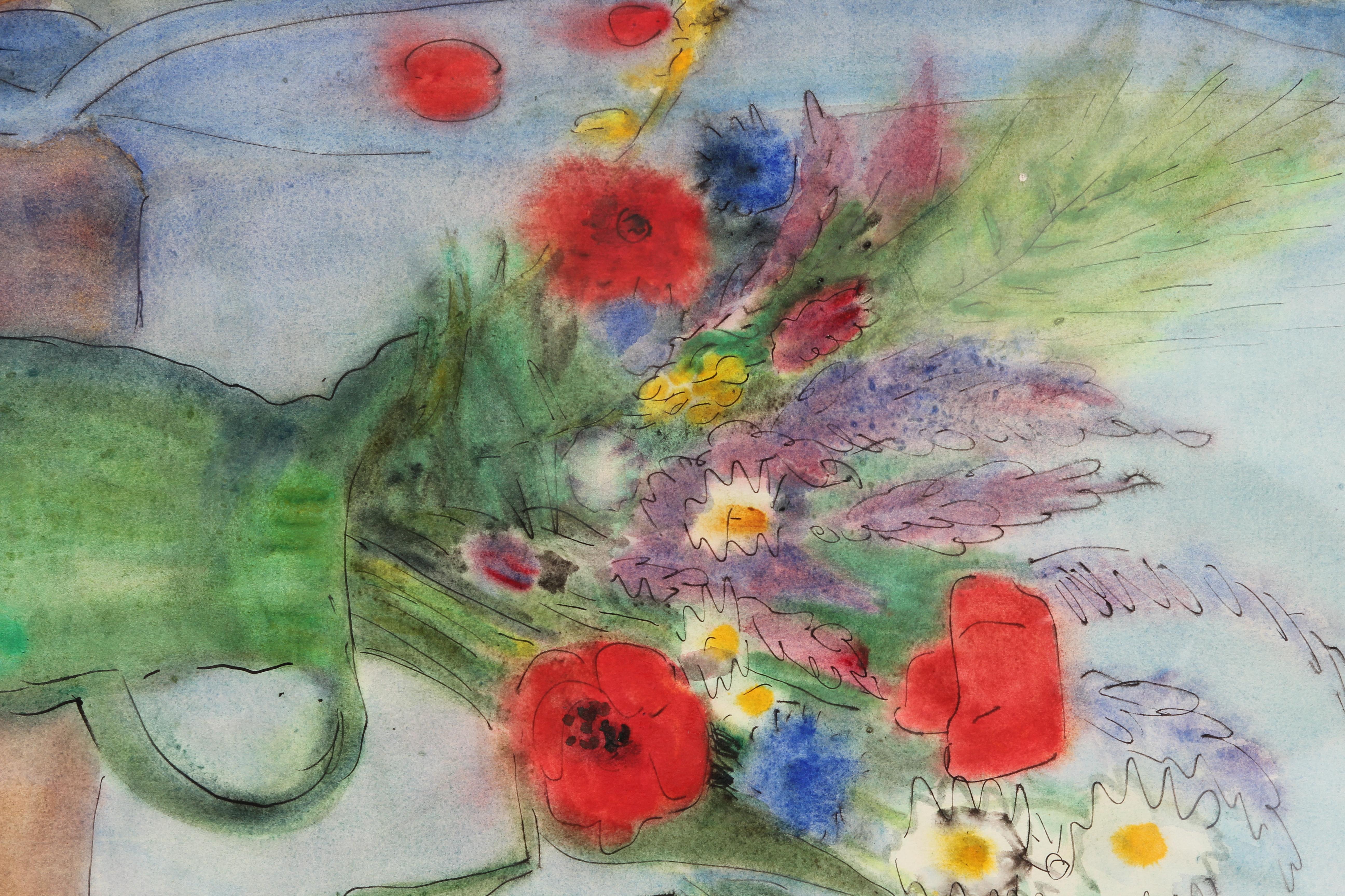 watercolor field of flowers