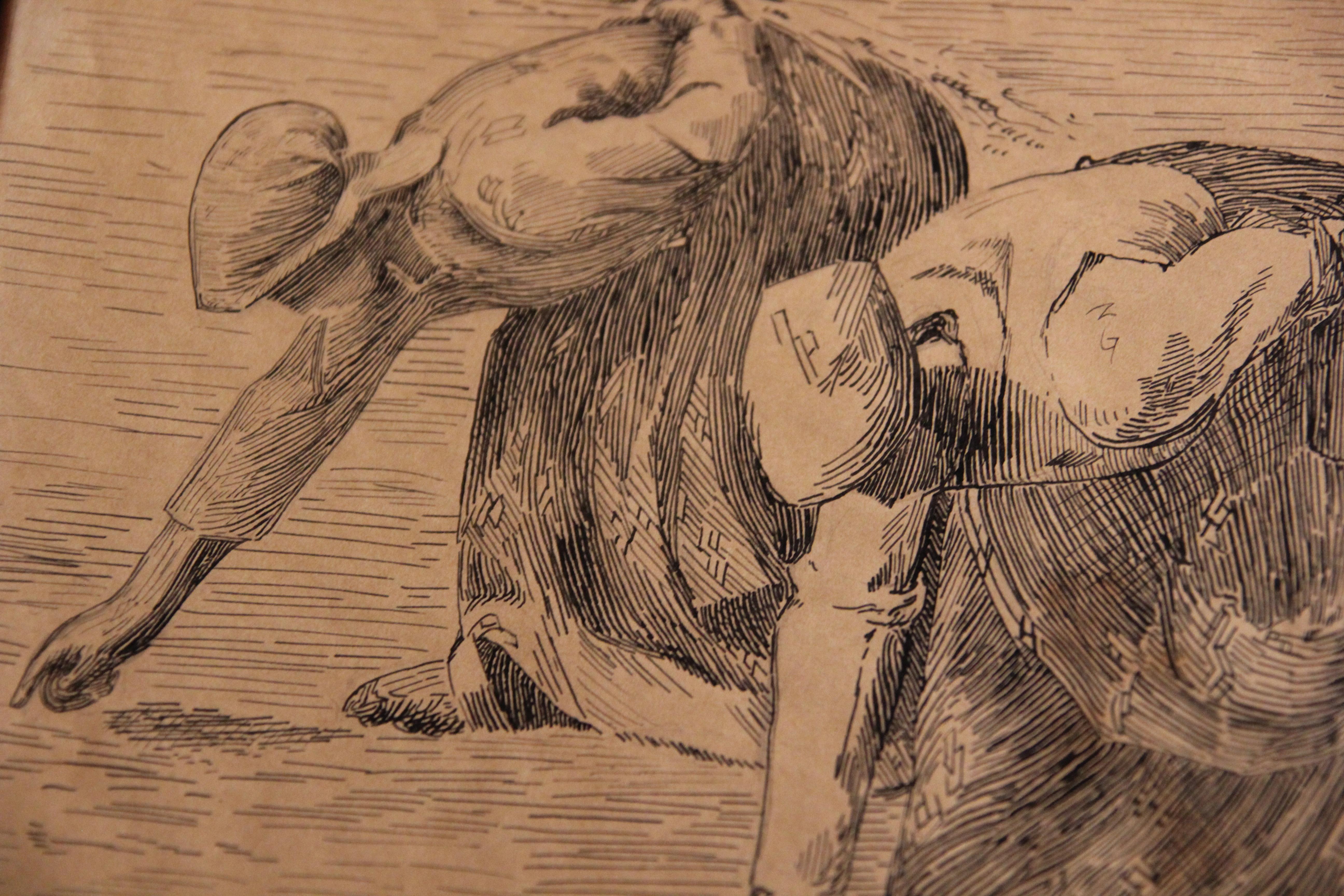 Étude de peinture à l'encre au dessin « The Gleaners » (D'après) - Réalisme Art par (After) Jean-François Millet