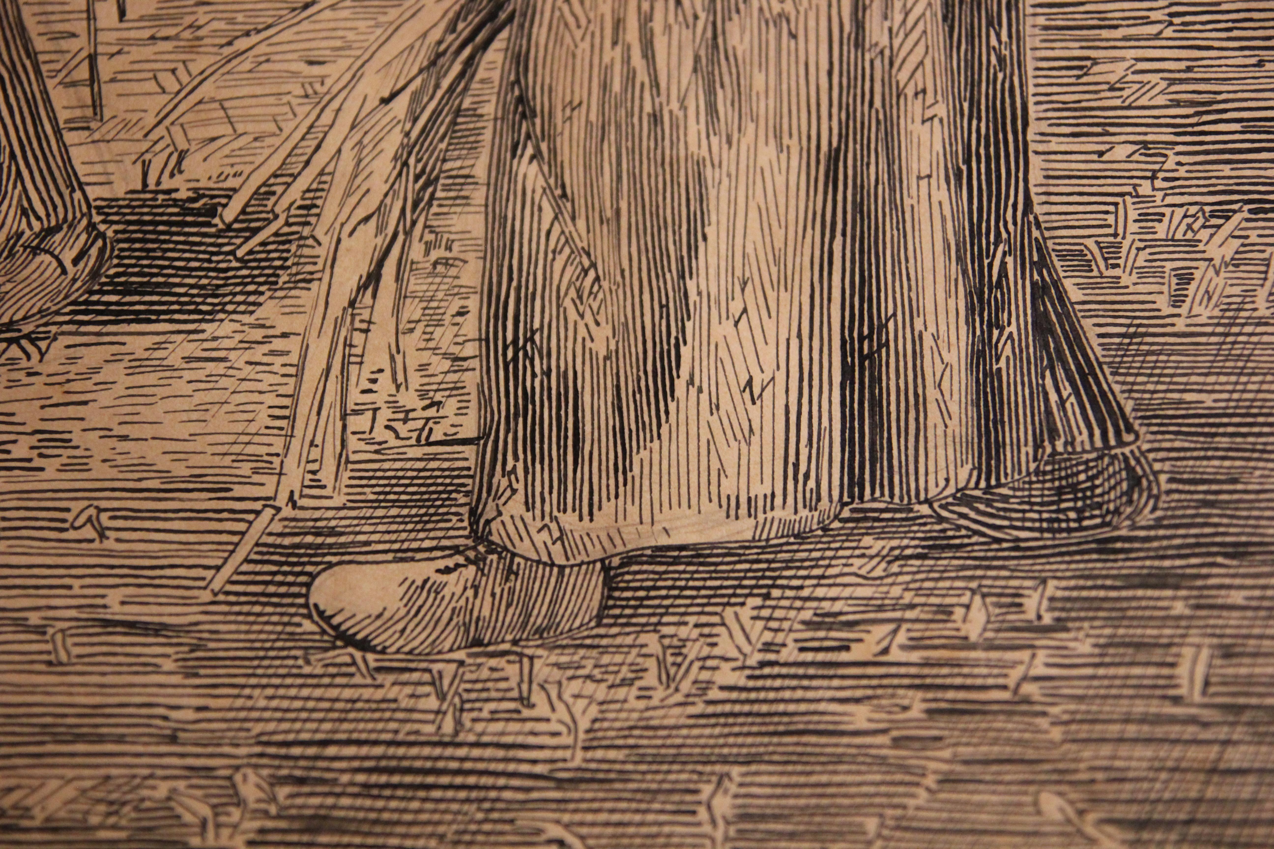 Étude de peinture à l'encre au dessin « The Gleaners » (D'après) - Beige Figurative Art par (After) Jean-François Millet