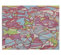 "Stained Glass Fish" Colorful Casein Painting 