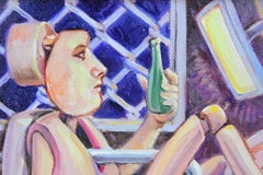 "Component on Break" Surrealist Mechanical Figurative Painting