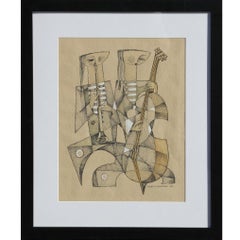 Vintage Untitled Cubist Style Musicians 