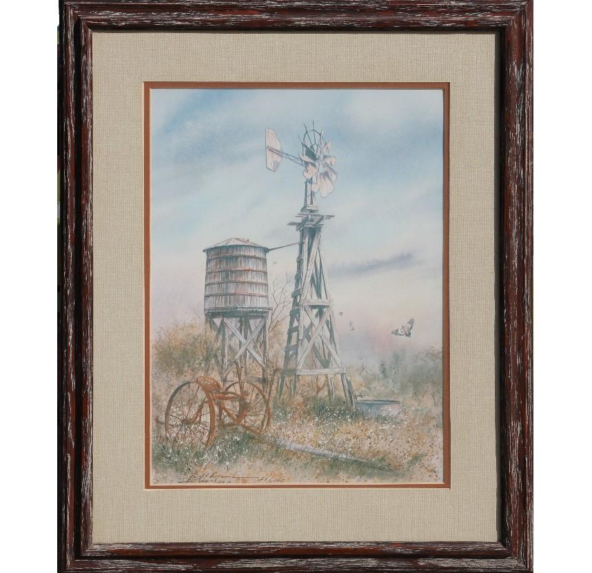 "Windmill" Southern Landscape Aquatint Edition 148 of 1000 - Print by Bill Evans