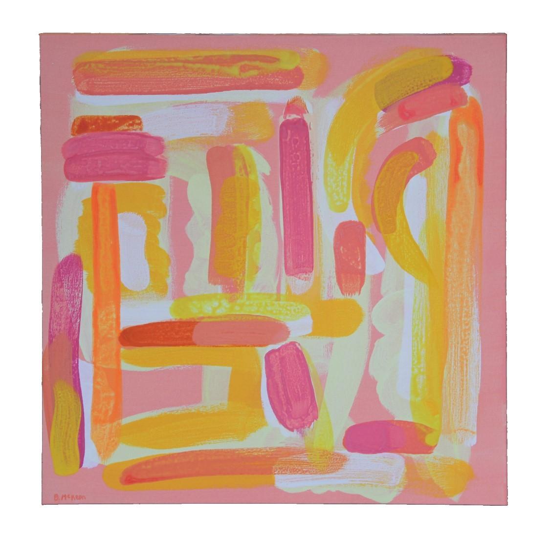 Peinture abstraite gestuelle rose au ton tonal « Cuba » - Painting de Brendan McKeon