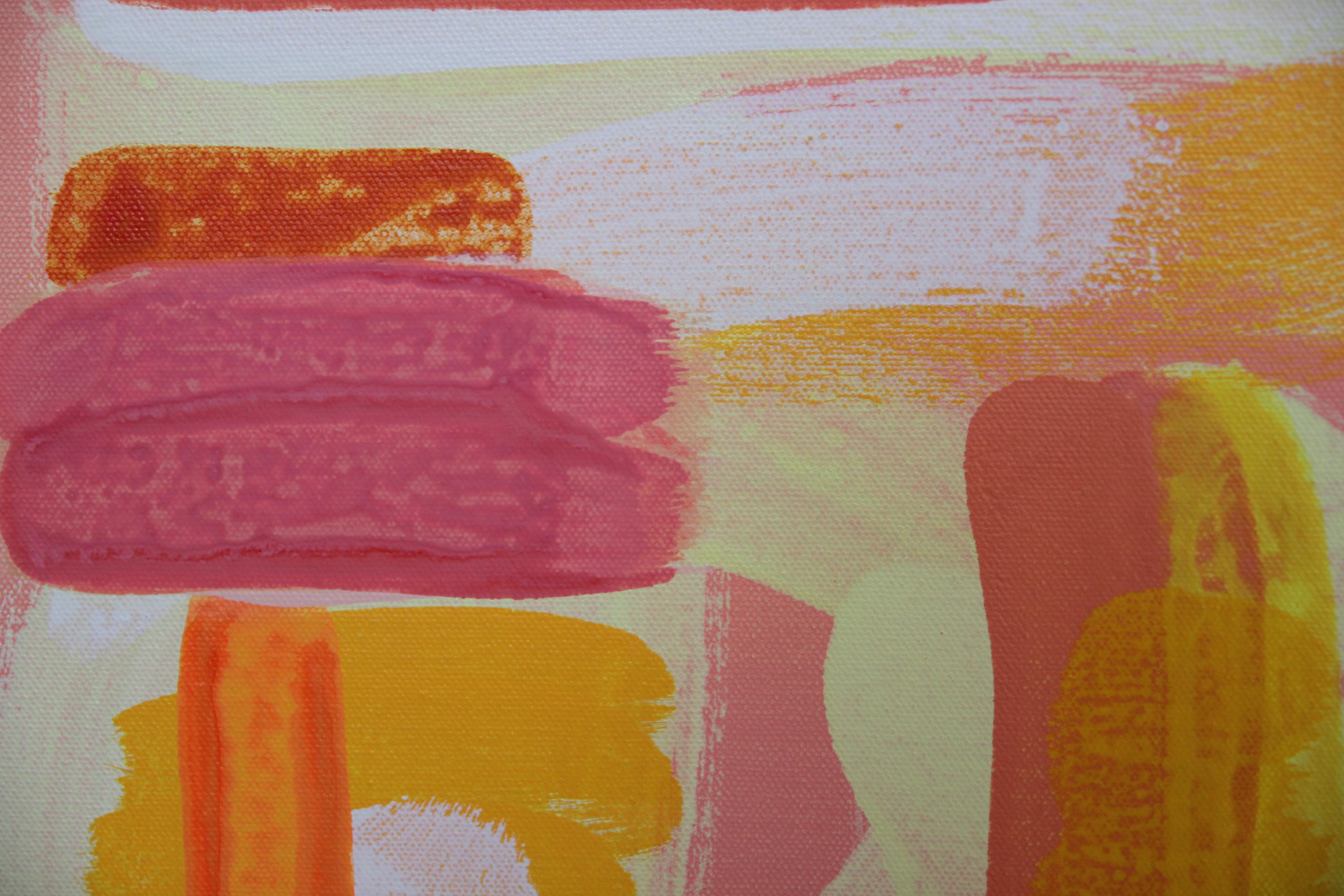 Peinture abstraite gestuelle aux tons d'encre et de jaune, réalisée dans un style expressionniste. L'artiste, Brendan McKeon, qui travaille et vit à Portland, dans l'Oregon, a signé, titré et daté l'œuvre au dos de la pièce. La toile n'est pas
