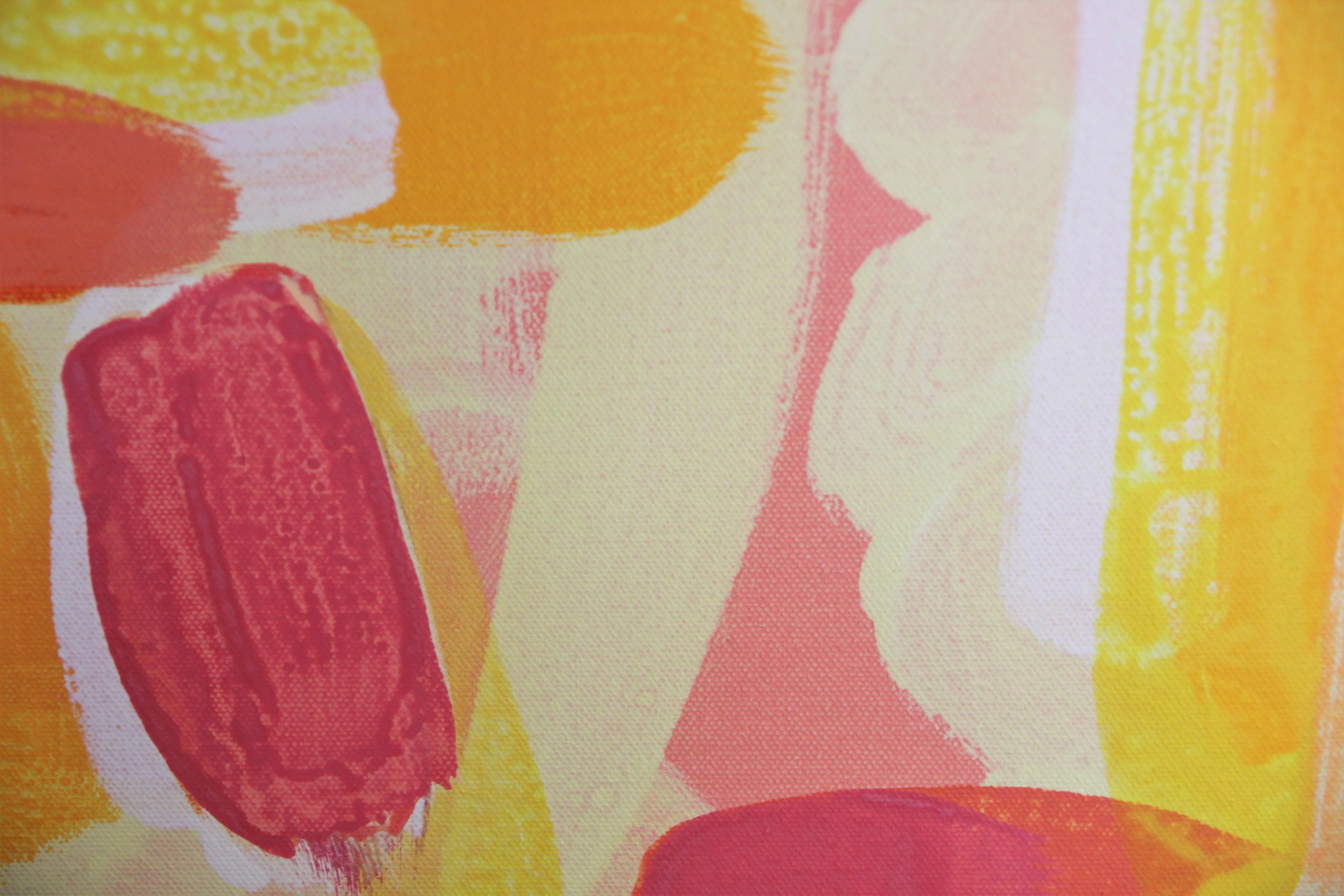 Peinture abstraite gestuelle rose au ton tonal « Cuba » en vente 1