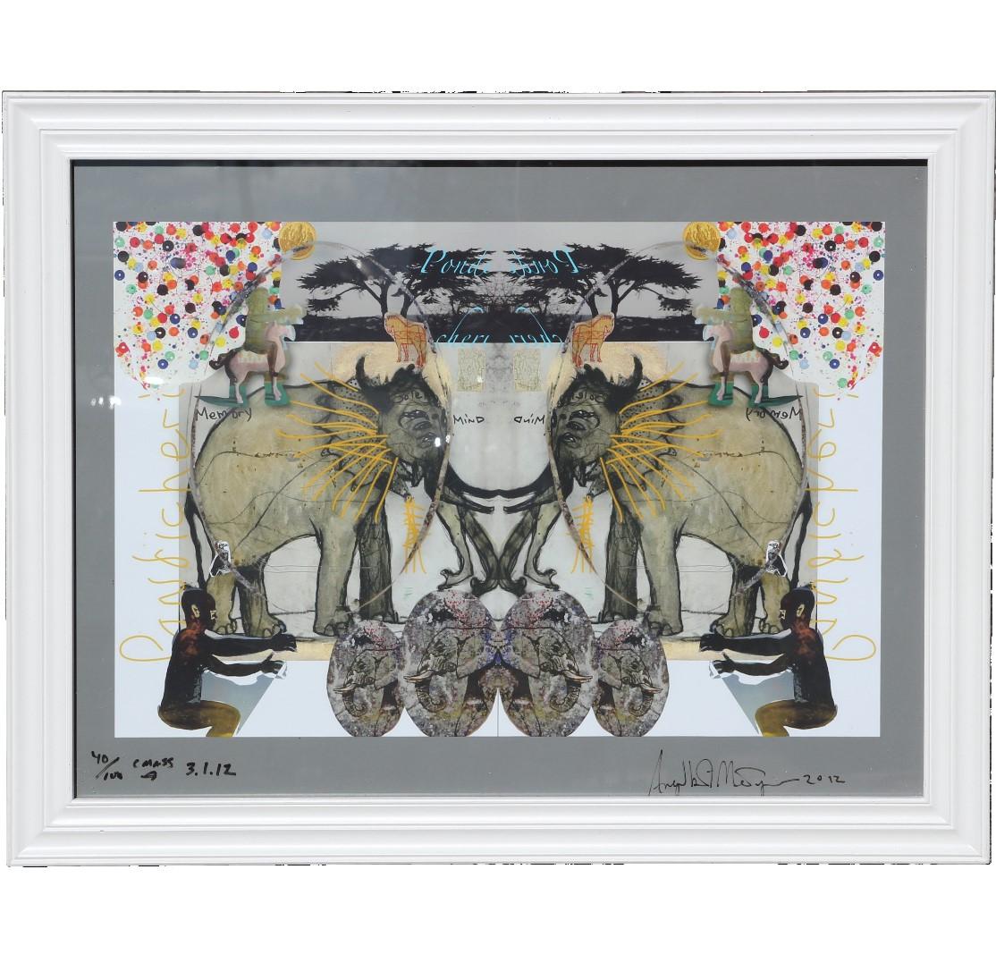 Angelbert Metoyer Animal Print - Contemporary Surrealist Elephant Serigraph Edition 40 of 100