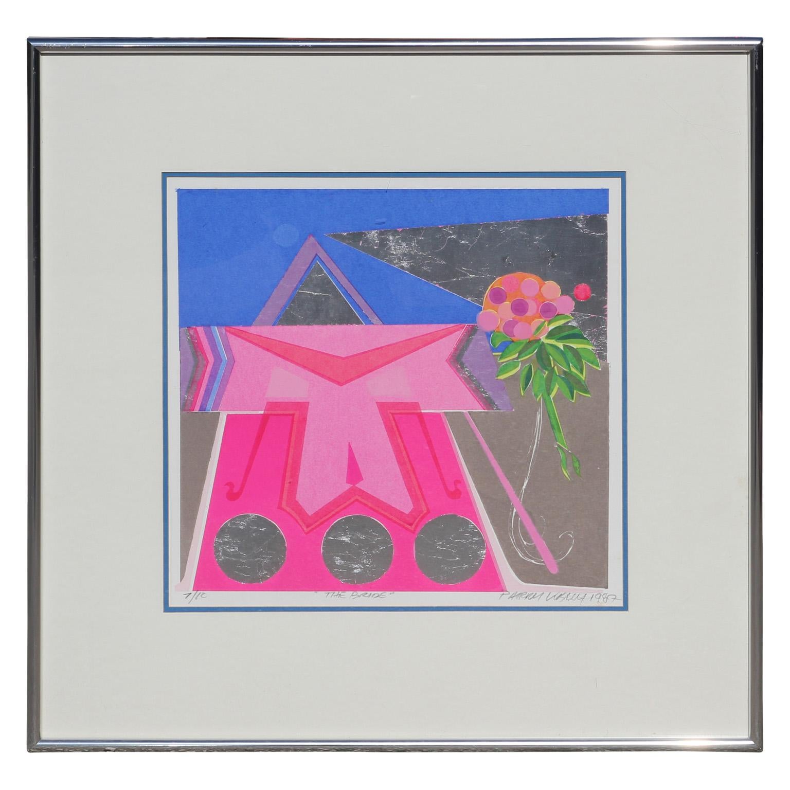 Patrick Kelly Abstract Print - "The Bride" Serigraph Print with Foil Inlay Edition 7 of 10