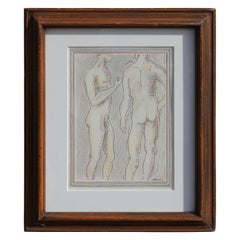 Male Nude Figurative Pencil and Ink Drawing