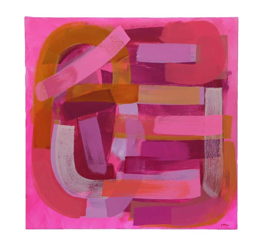 Brendan McKeon Abstract Painting - "Rose Parade" Contemporary Pink Gestural Painting