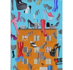 "Shoes Shoes II" - Peinture abstraite surréaliste contemporaine