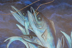 Surrealistisches blaues, tonales Meeresgemälde „Tsunami“