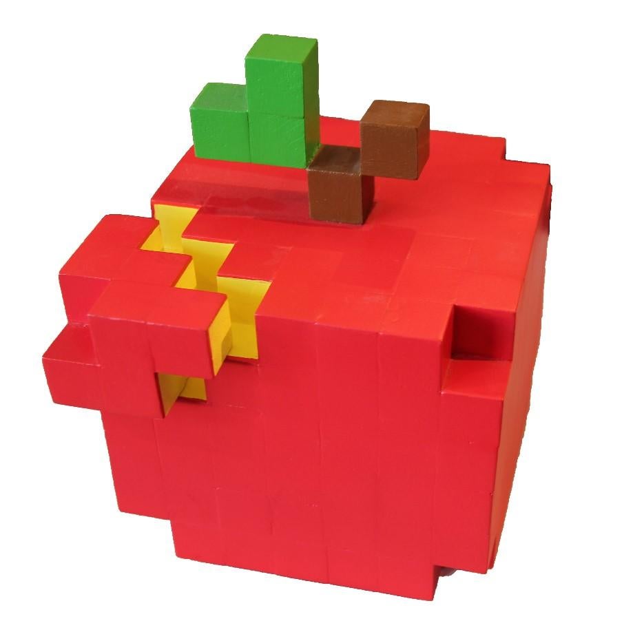 Jenaro Goode  Still-Life Sculpture - Pop Art Cubed Wooden Apple Sculpture