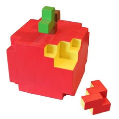 Pop Art Cubed Wooden Apple Sculpture