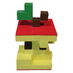 Pop Art Cubed Apple Core Wooden Sculpture