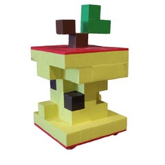 Pop Art Cubed Apple Core Wooden Sculpture