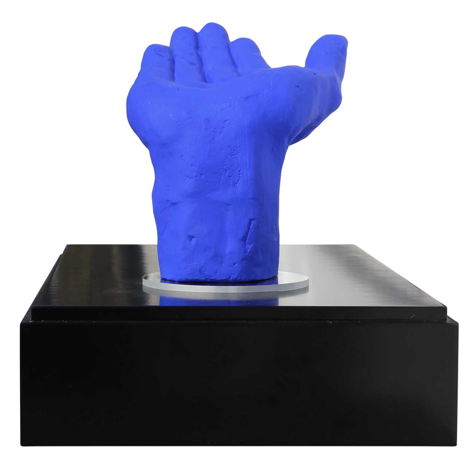 Minimal Bauhaus Bronze Hand Sculpture with Lucite Case and Base 3