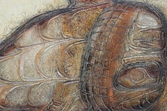 Modern Textured Neutral Tonal Painting of a Whale