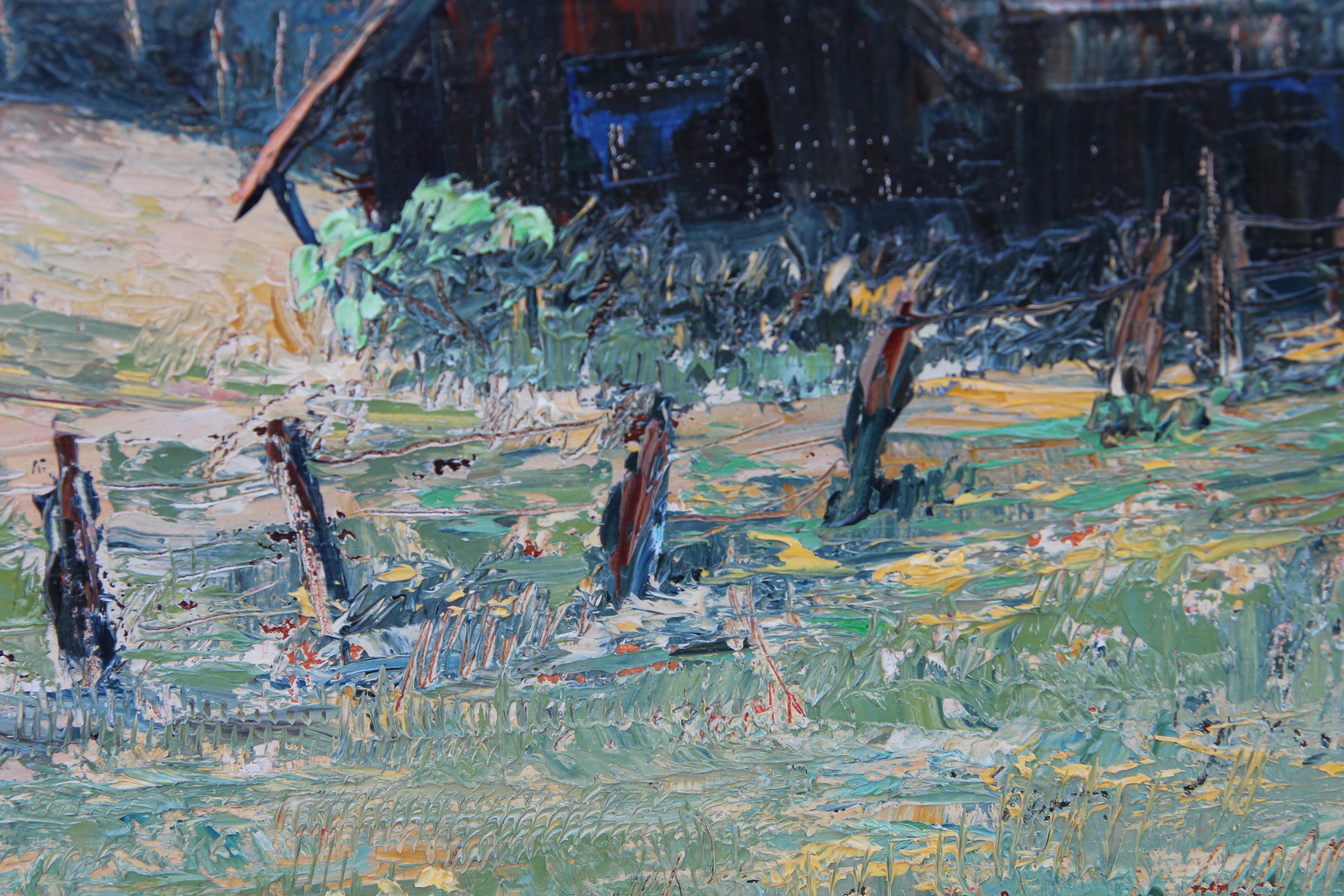 Untitled Impressionist Countryside Landscape Painting - Gray Abstract Painting by William Zaner