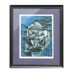 "Infinite Imagination" Blue Abstract Face Print AP