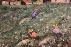 Impressionist Abstract Painting of Workers in a Field