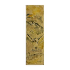 Abstract Expressionist Painting of Yellow Toned Birds / Seagulls