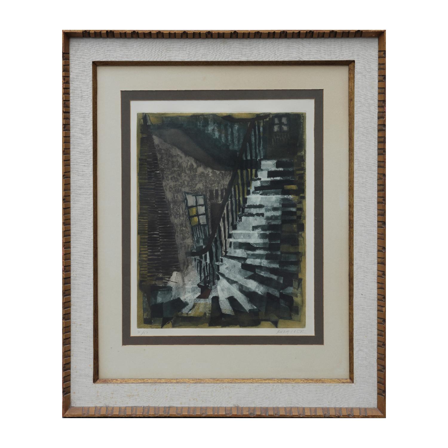 "Le Grand Staircase" Modern Abstract Lithograph Edition 25/50