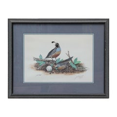 Naturalistic Quails with Golf Ball Lithograph 172 of 350