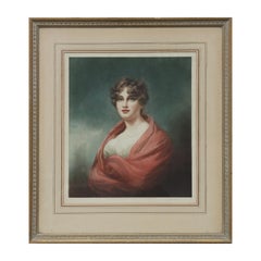 Naturalistic Colored Etching Portrait of Lady Carmichael 