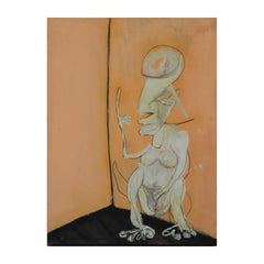 Moderne surrealistische Tribal-Figur „"Der Denker"