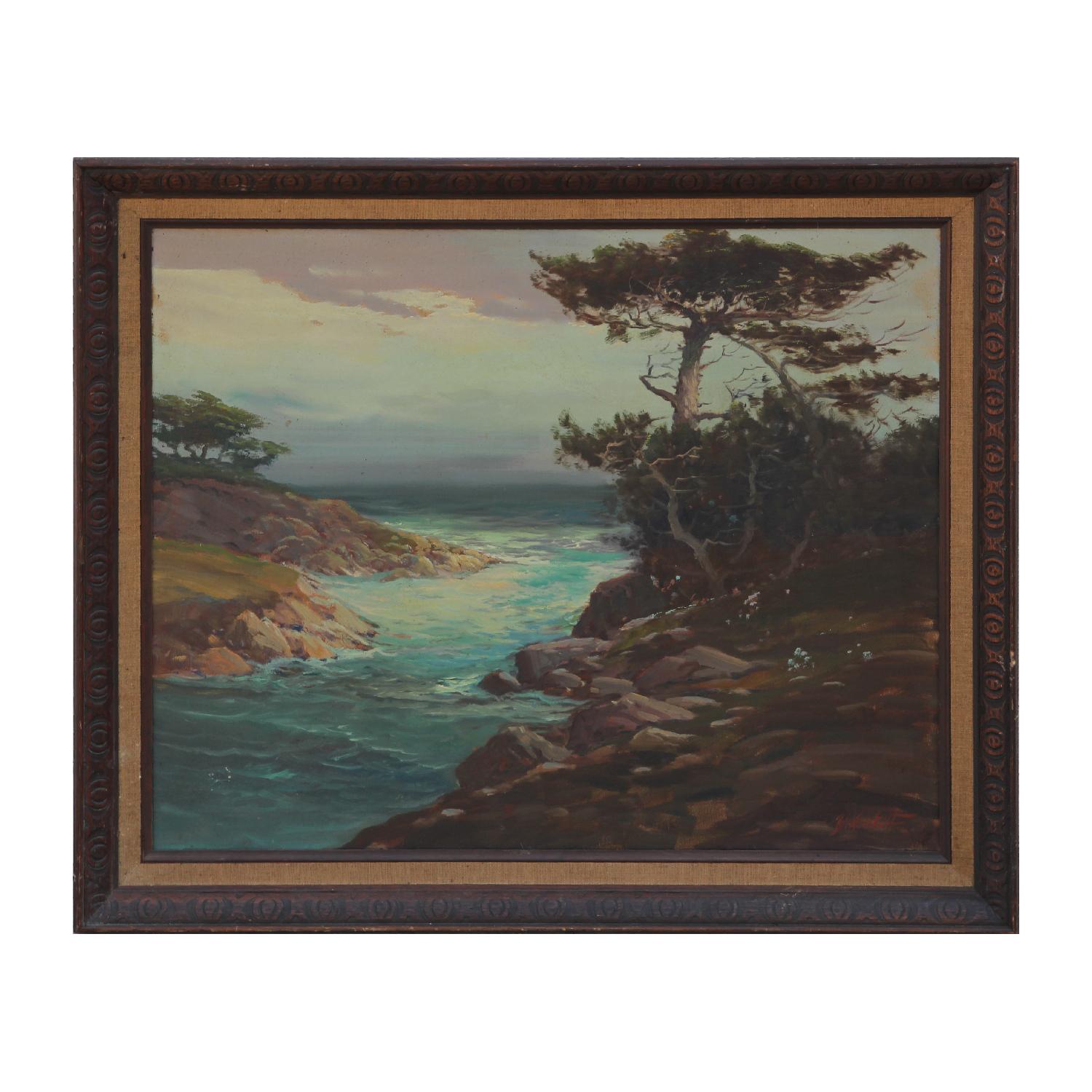 George Bickerstaff Figurative Painting - Naturalistic Californian Plein Air Coastal Ocean Landscape