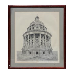 Vintage "Texas State Capital Dome" Architectural Realistic  Lithograph 419/980