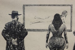 "Group Looking at Painting" Satirical Modern Figurative Abstract