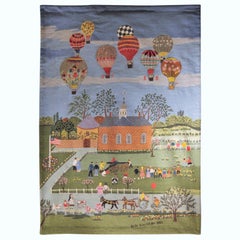 Modern Idealized  Figurative Tapestry of a School Yard