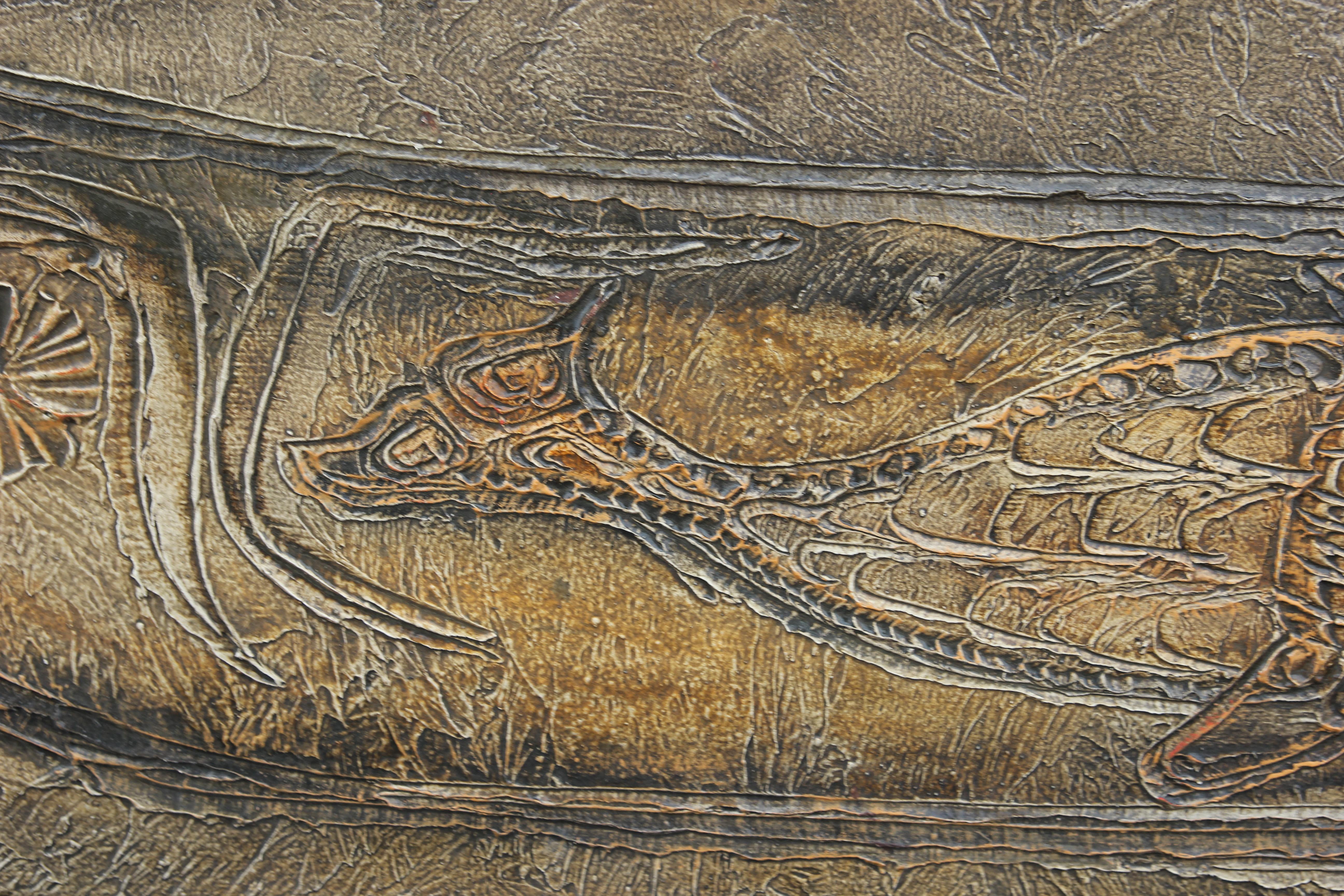 Untitled biomorphic abstract painting done in neutral tones. The work is signed by the artist and dated. Rusty Russell is known for his neutral-toned gestural abstract paintings, sometimes he paints different creatures in an abstract style. The work