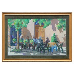 Untitled Impressionist Italian Cafe Watercolor Painting