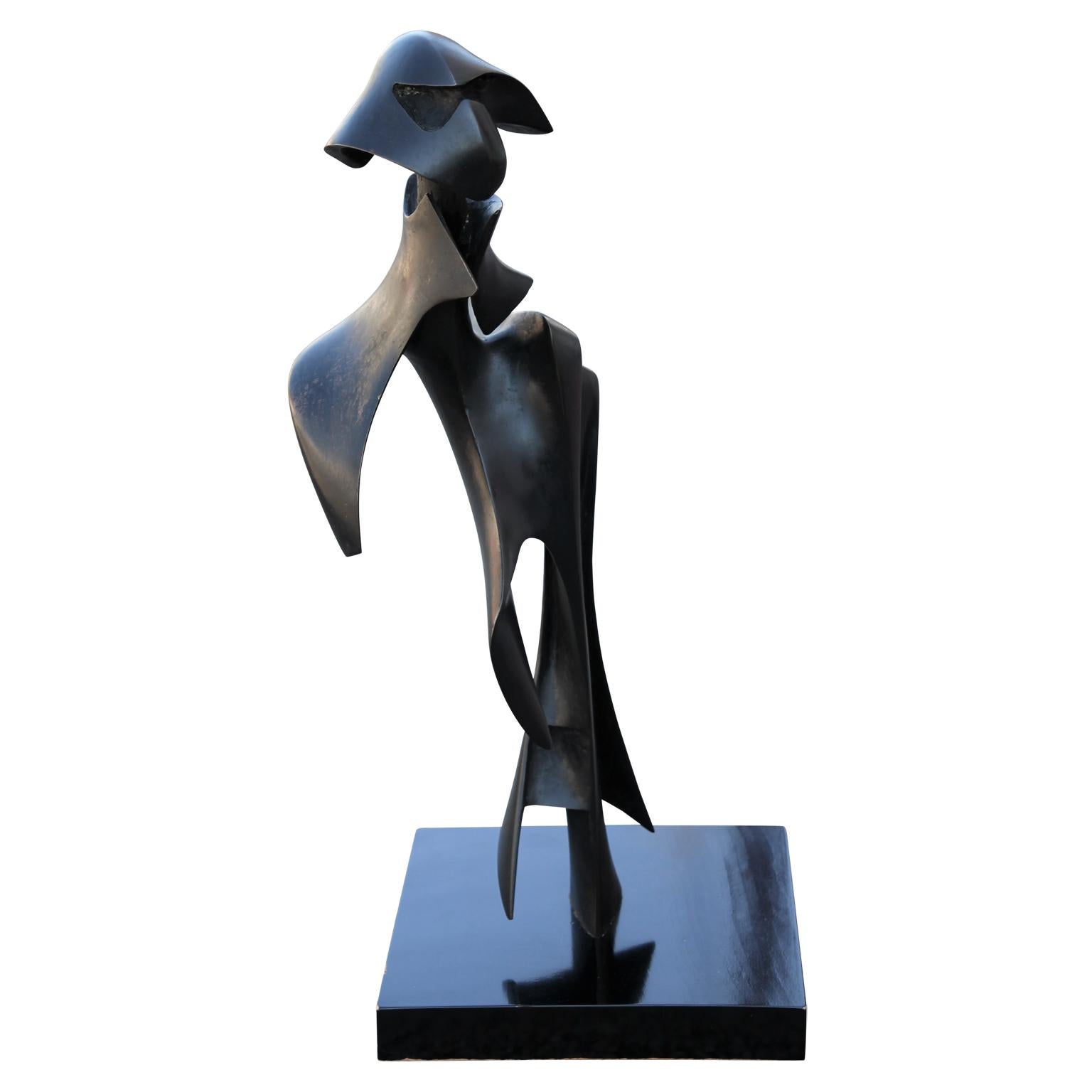 Stephen Daniels Figurative Sculpture - "Black Knight" Abstract Figurative Bronze Sculpture