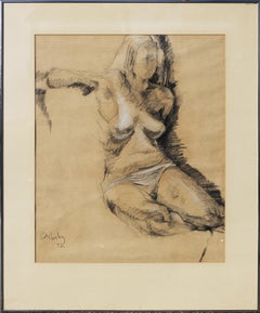 Vintage Abstract Figurative Drawing of a Nude Woman