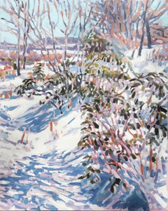 "Laurel and Blue - PA" Pink, Blue, and Brown Pastel Snowy / Winter Landscape