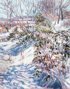 "Laurel and Blue - PA" Pink, Blue, and Brown Pastel Snowy / Winter Landscape