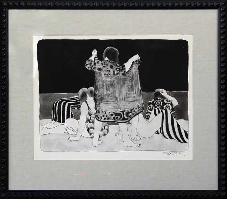 William Anzalone Black and White Abstract Figurative Mixed Media