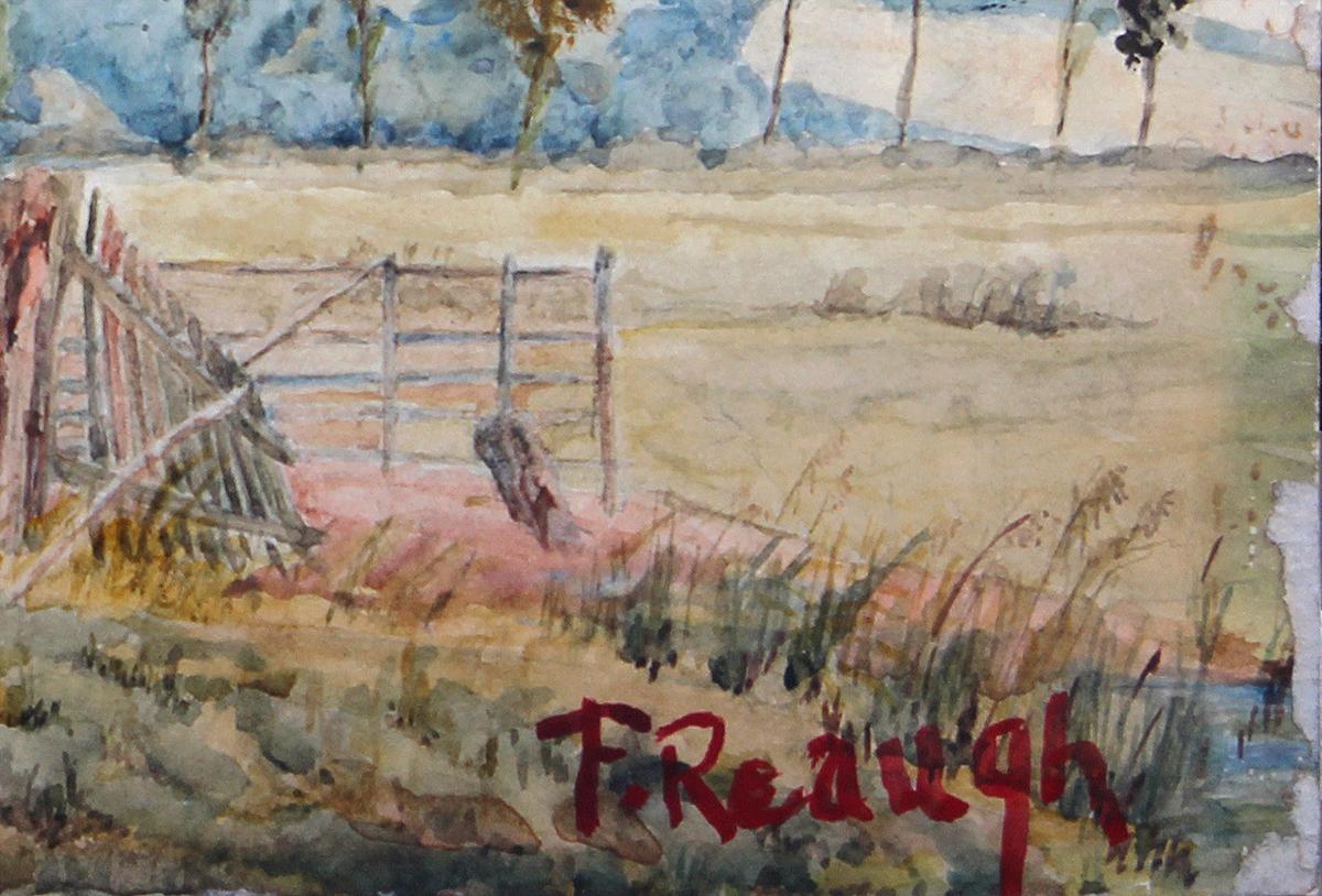 Texas Naturalistic Pastoral Farm Landschaft von Rindern und Pferden in einem Feld 1