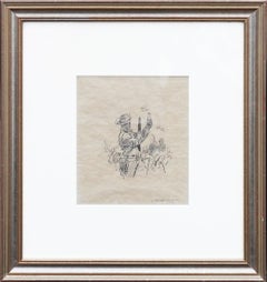 "A Small Wager" Realistic Sketch Drawing of a Man in a Combat