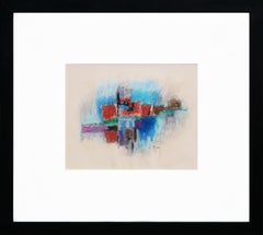 "Untitled Abstract" Jewel Toned Geometric Abstract Mixed Media Drawing