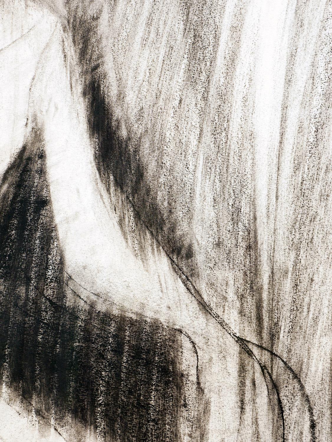 Modern Abstract Figurative Charcoal Drawing of a Woman in a Peacock Chair For Sale 5